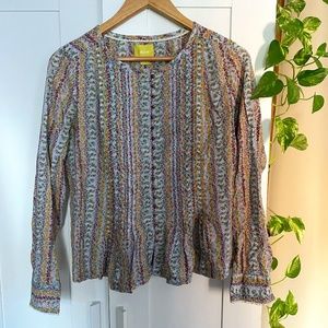 Floral 100% Cotton Relaxed Blouse Size M